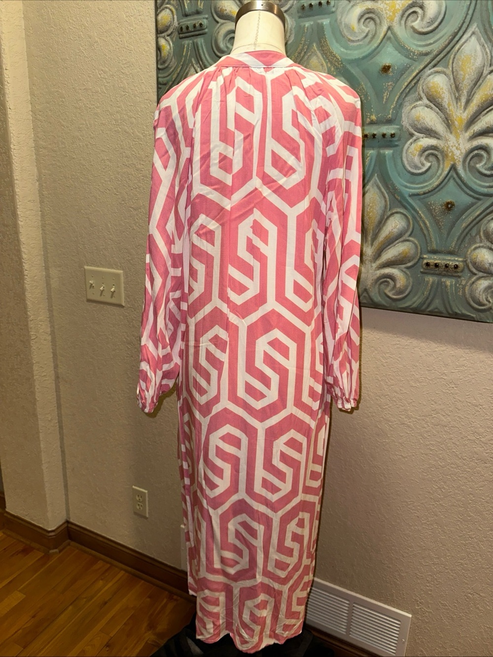 SSYS You've Got The Idea Pink Geometric Midi Dress  Medium 100% Cotton - Picture 5 of 9